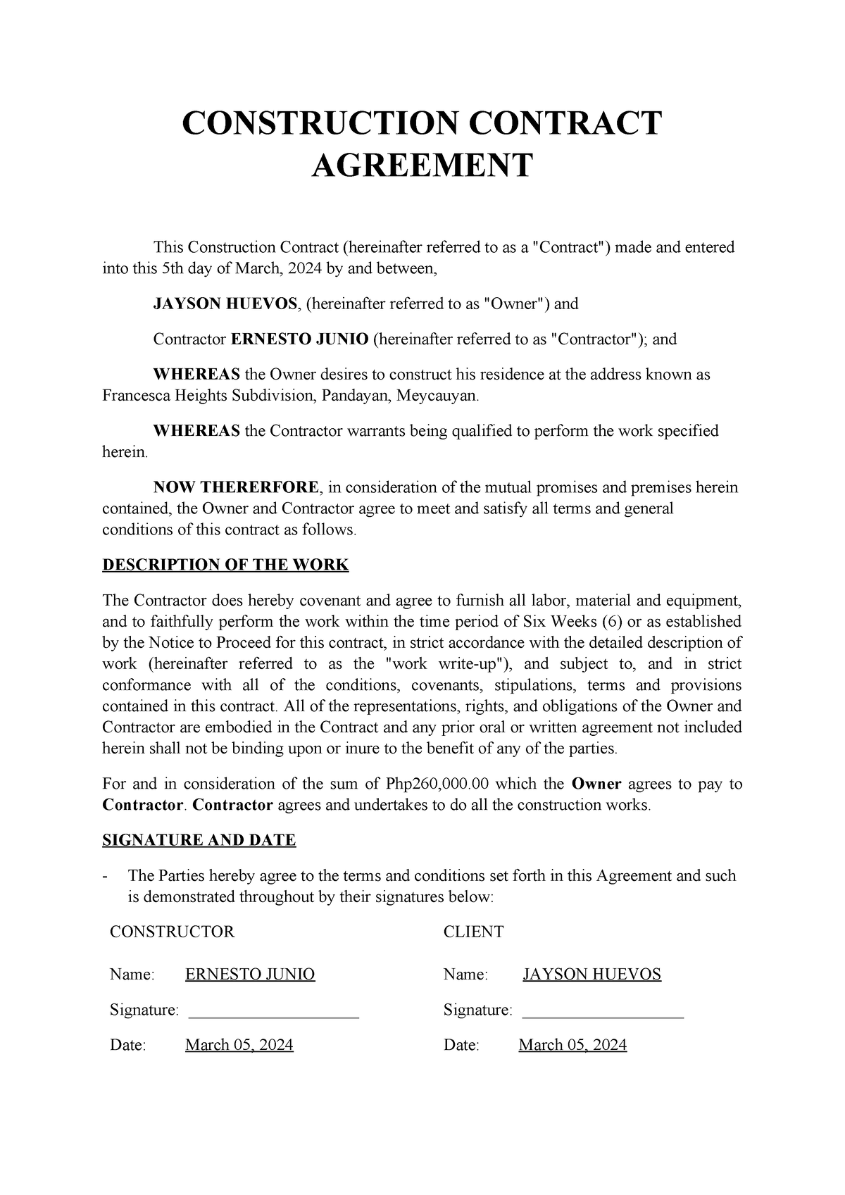 Construction Contract Template Signaturely - CONSTRUCTION CONTRACT ...