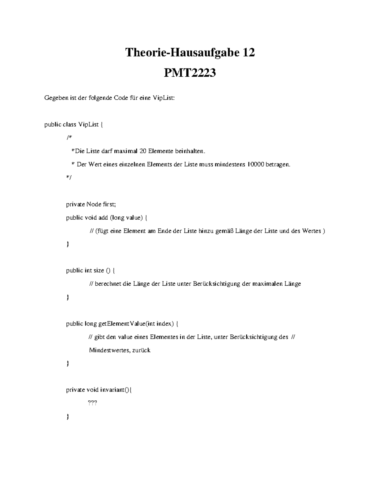 Hausaufgabe 12 Lsg PMT 12 TheorieHausaufgabe 12 PMT Gegeben ist