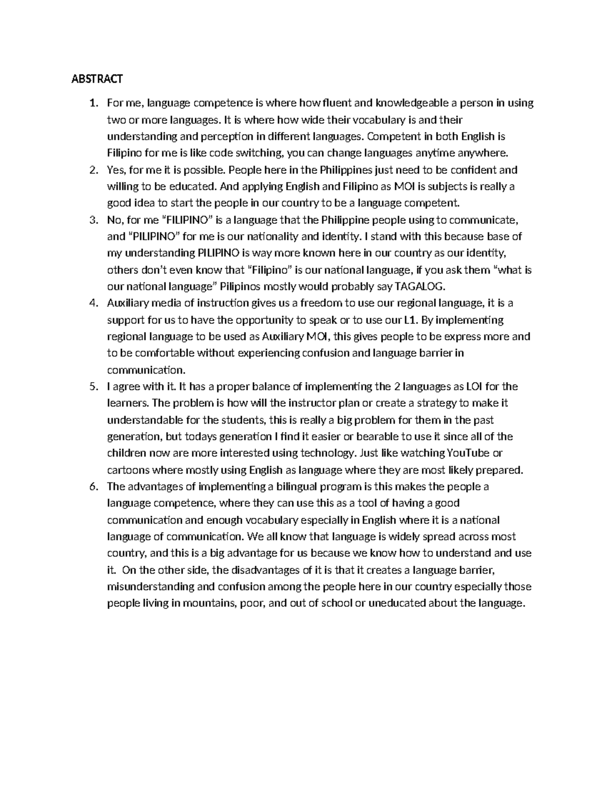 EL 201 - feel free - ABSTRACT For me, language competence is where how ...