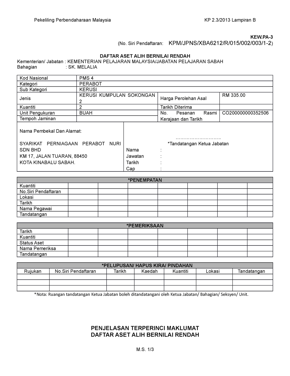 2.3 Lampiran B 3 Daftar ABR Kerusi Kumpulan Sokongan 2 - Pekeliling ...