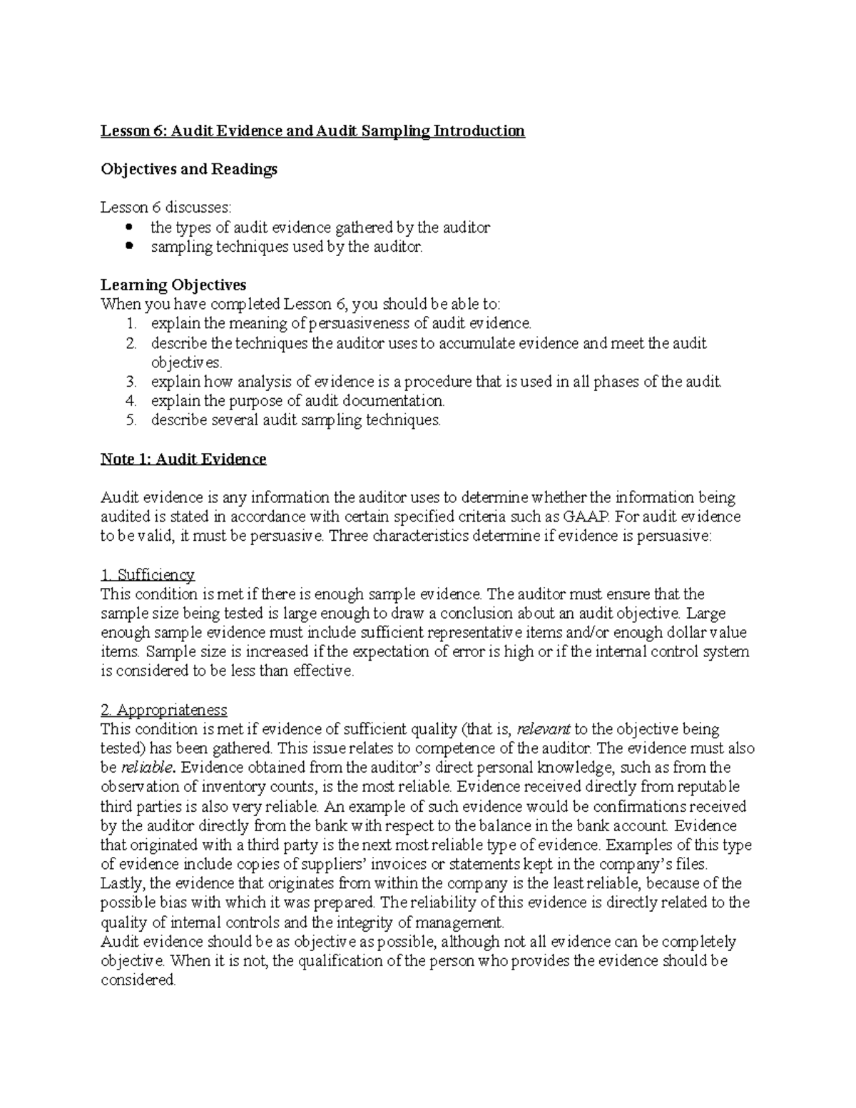 Lesson 5 - Introduction to Internal Control, Assessment of Control Risk ...