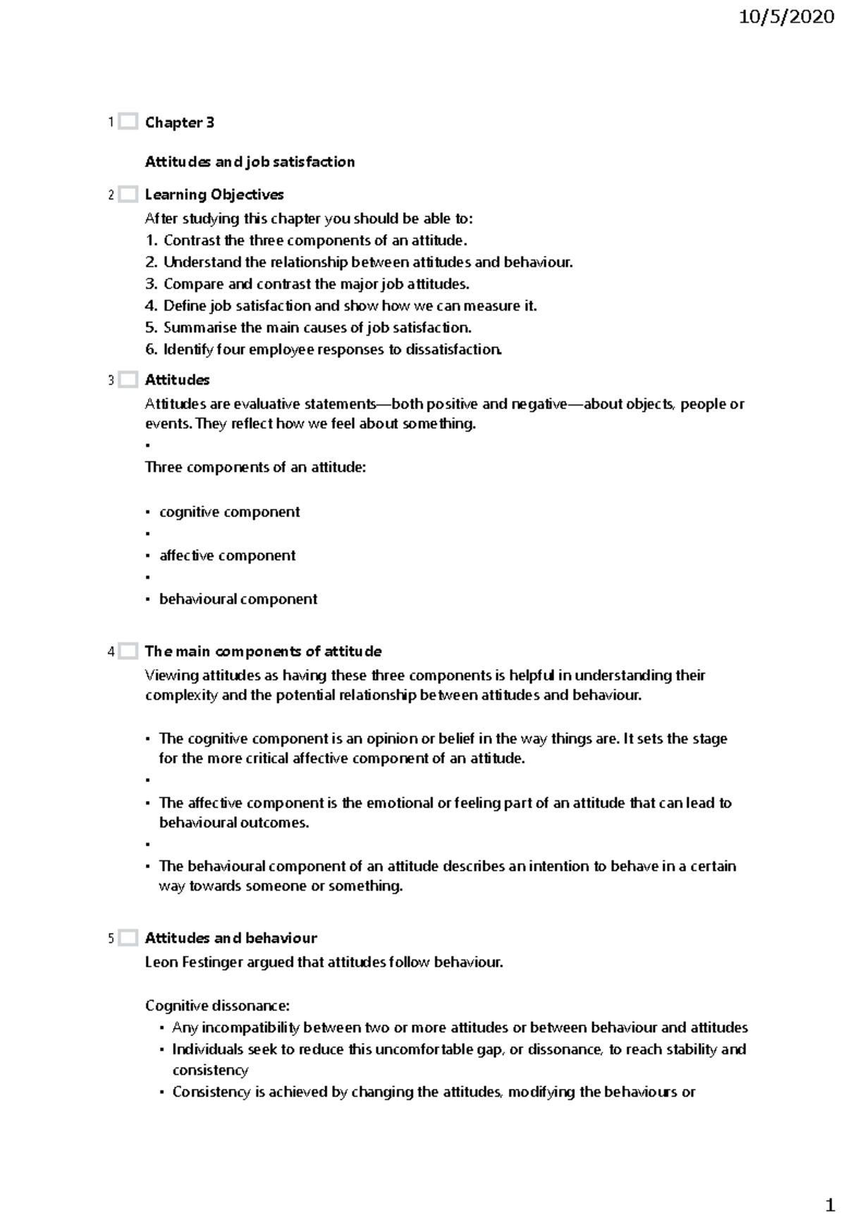 Attitude and Job Satisfaction - Chapter 3 Attitudes and job ...