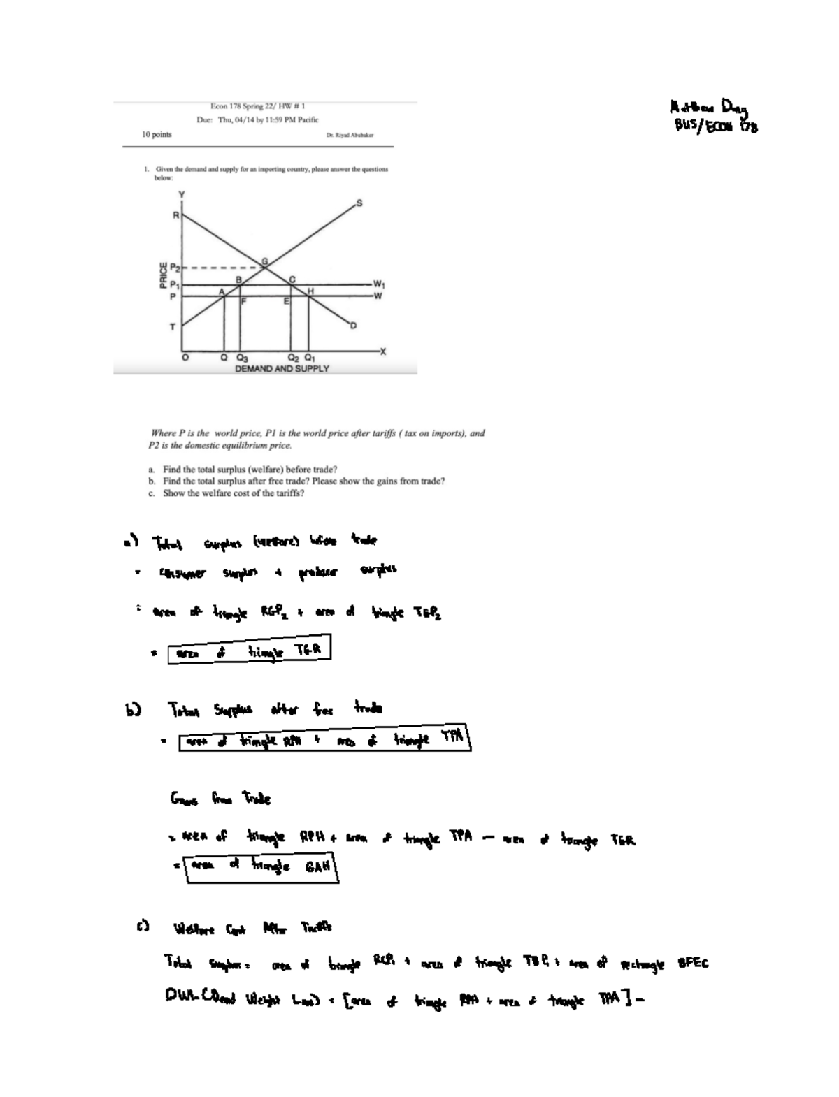 HW #1 - The following problem set covers a graphical representation of ...