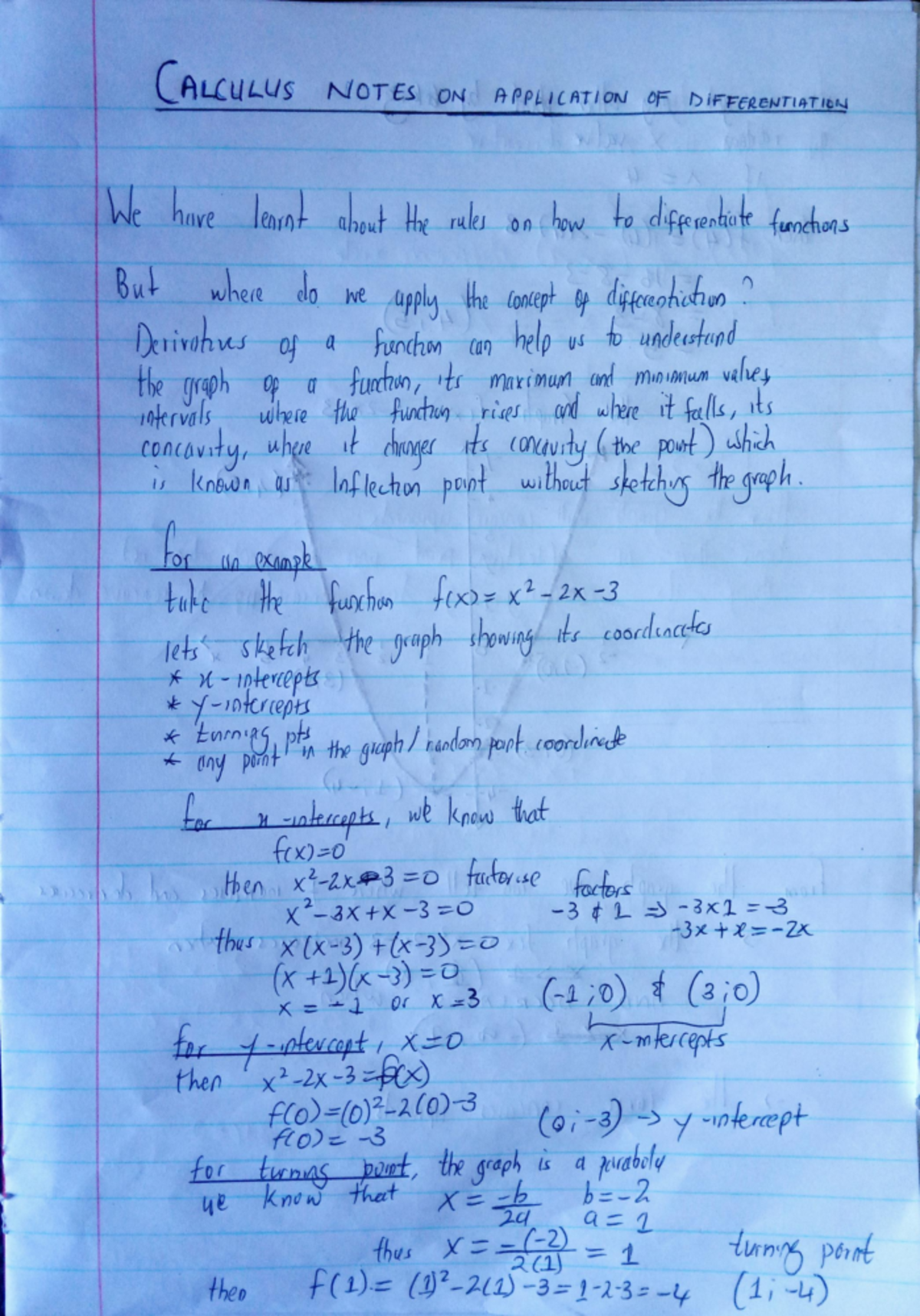Application Differentiation notes - MAT1613 - Studocu