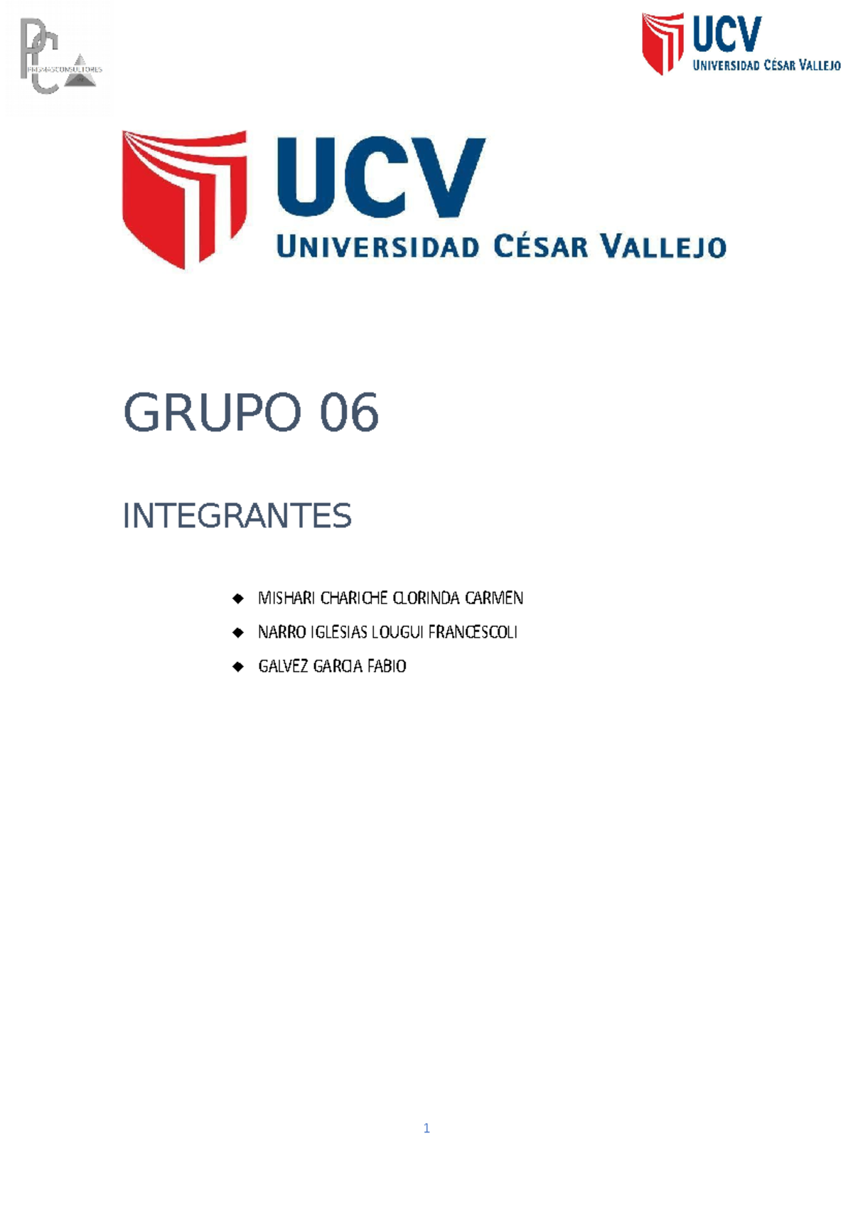 Proyecto Grupo 06- listo - GRUPO 06 INTEGRANTES MISHARI CHARICHE ...