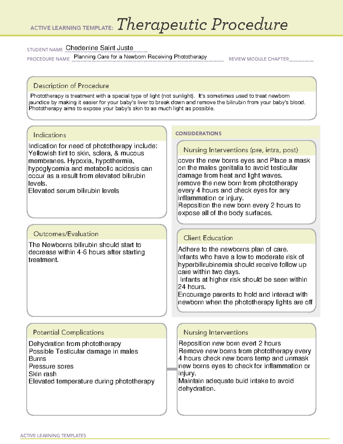 Ati A remediation Phototherapy - Nur2234 - ACTIVE LEARNING TEMPLATES ...