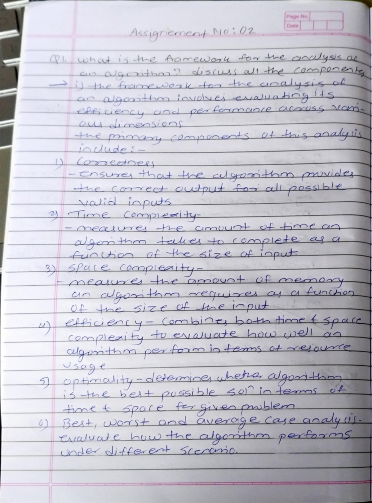 Daa assi 2 DAA Page No Date Assignement No .02 Q1. what is the