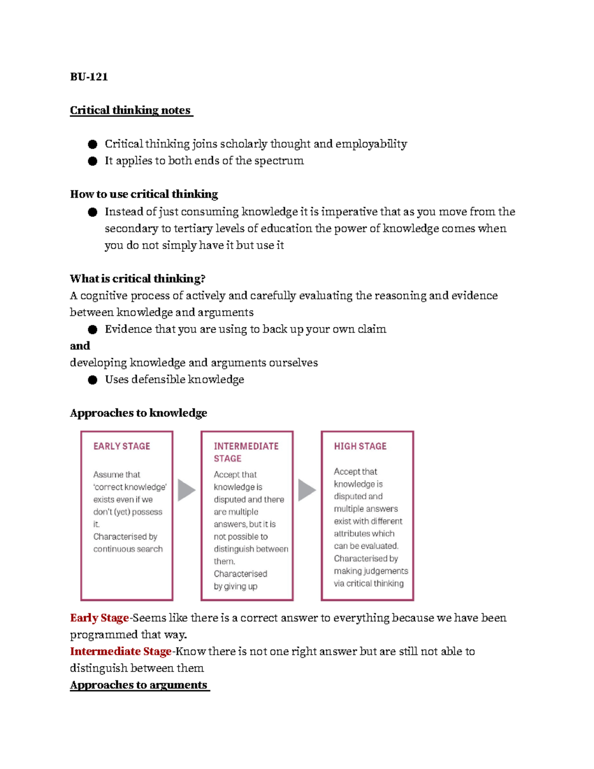 Critical Thinking Notes - Studocu
