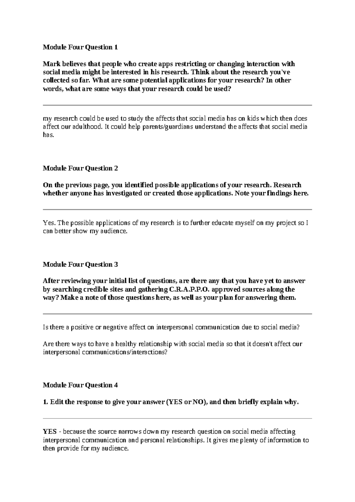 SCS 200 Applied Social Sciences - Module Four Question 1 Mark believes ...