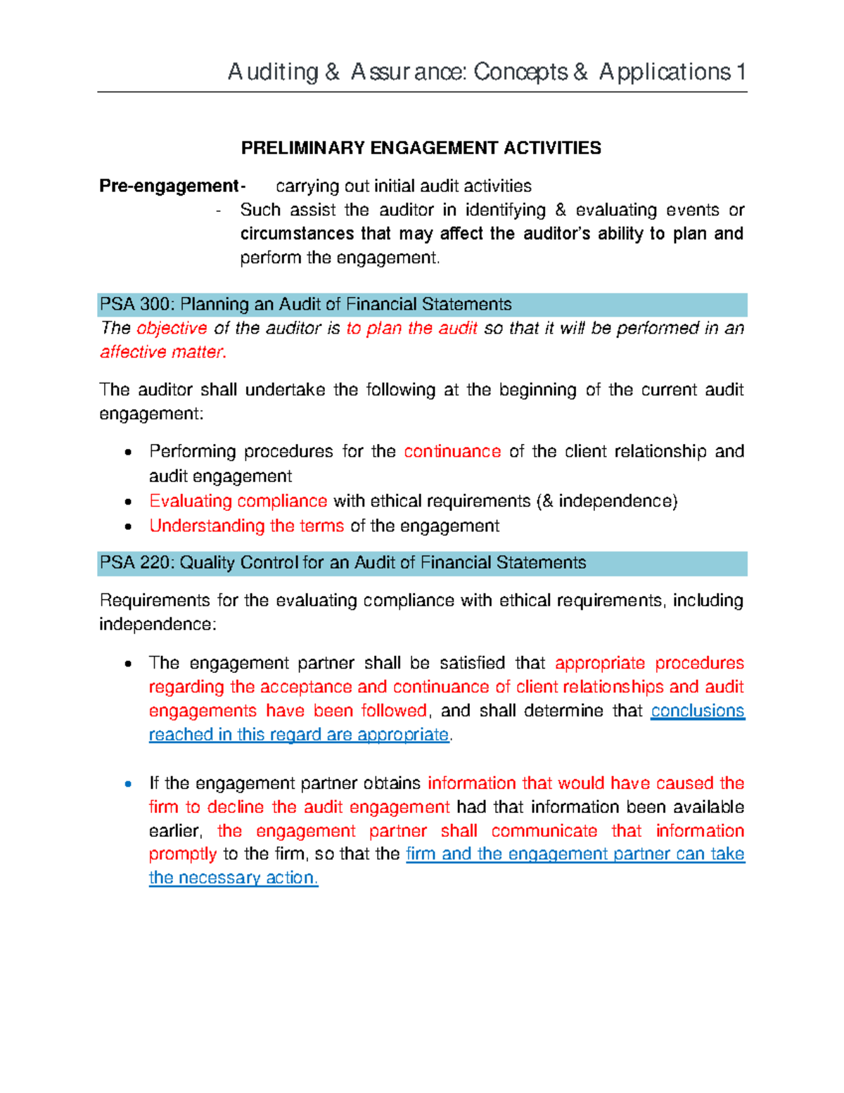 ( Auditing Theory) Auditing And Assurance- Concepts And Applications ...