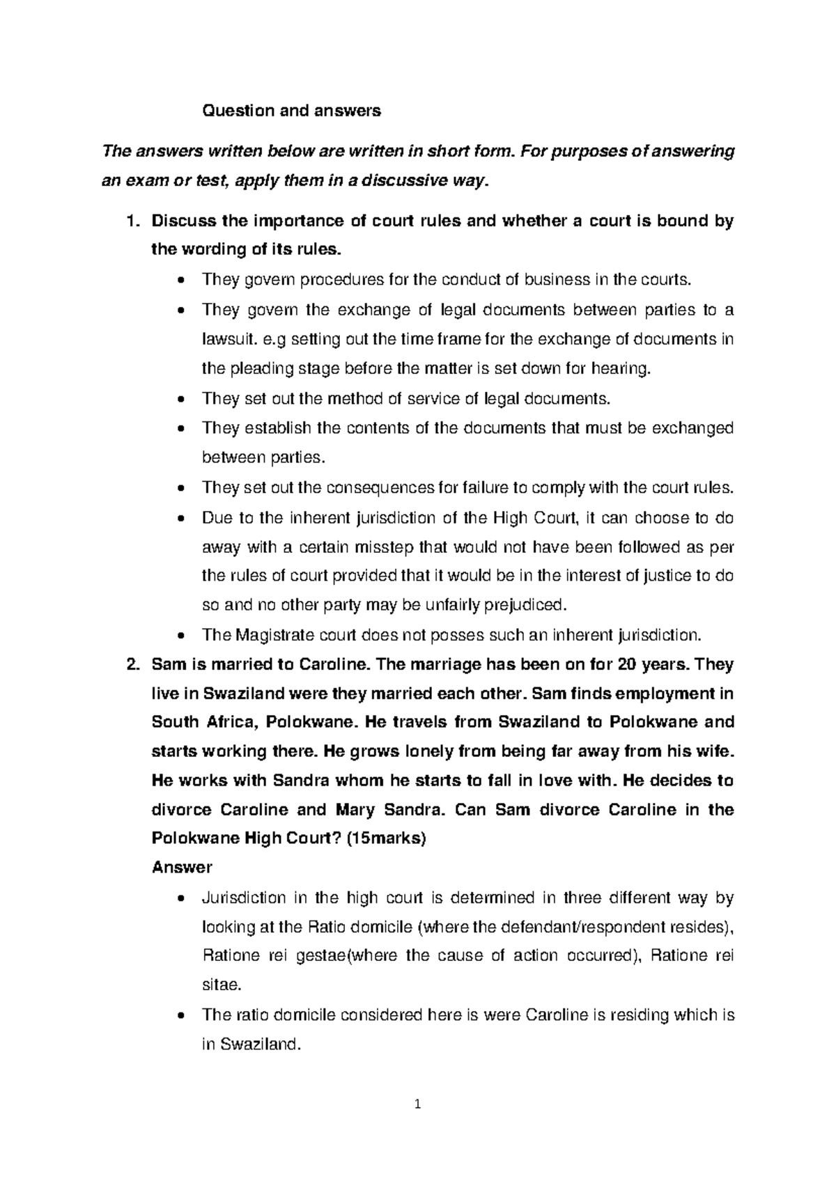 CIV TEST Question and answers Preparation - 1 Question and answers The ...