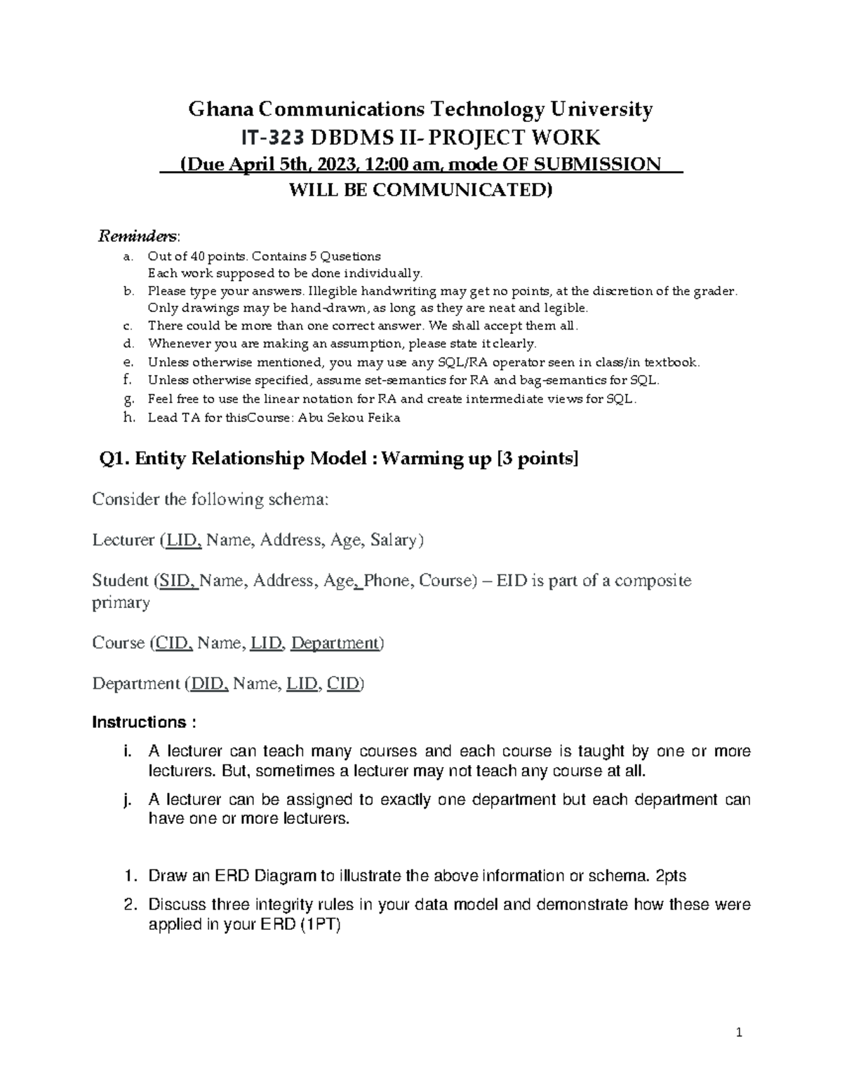 DB Project WORK Midsem-New - Ghana Communications Technology University ...