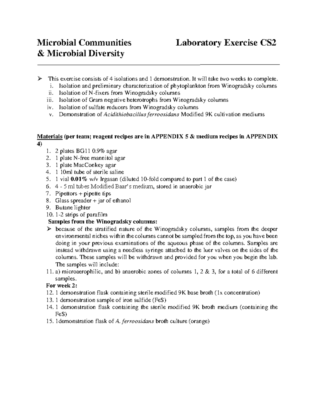 Case Study Chapter 2 - Experiment Protocols - Microbial Communities ...