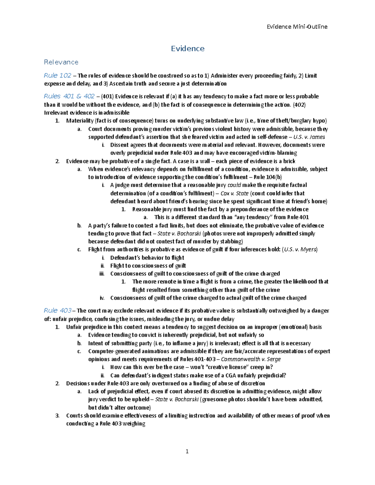 Evidence Outline 2016Spring Rubin Evidence Relevance Rule 102 The