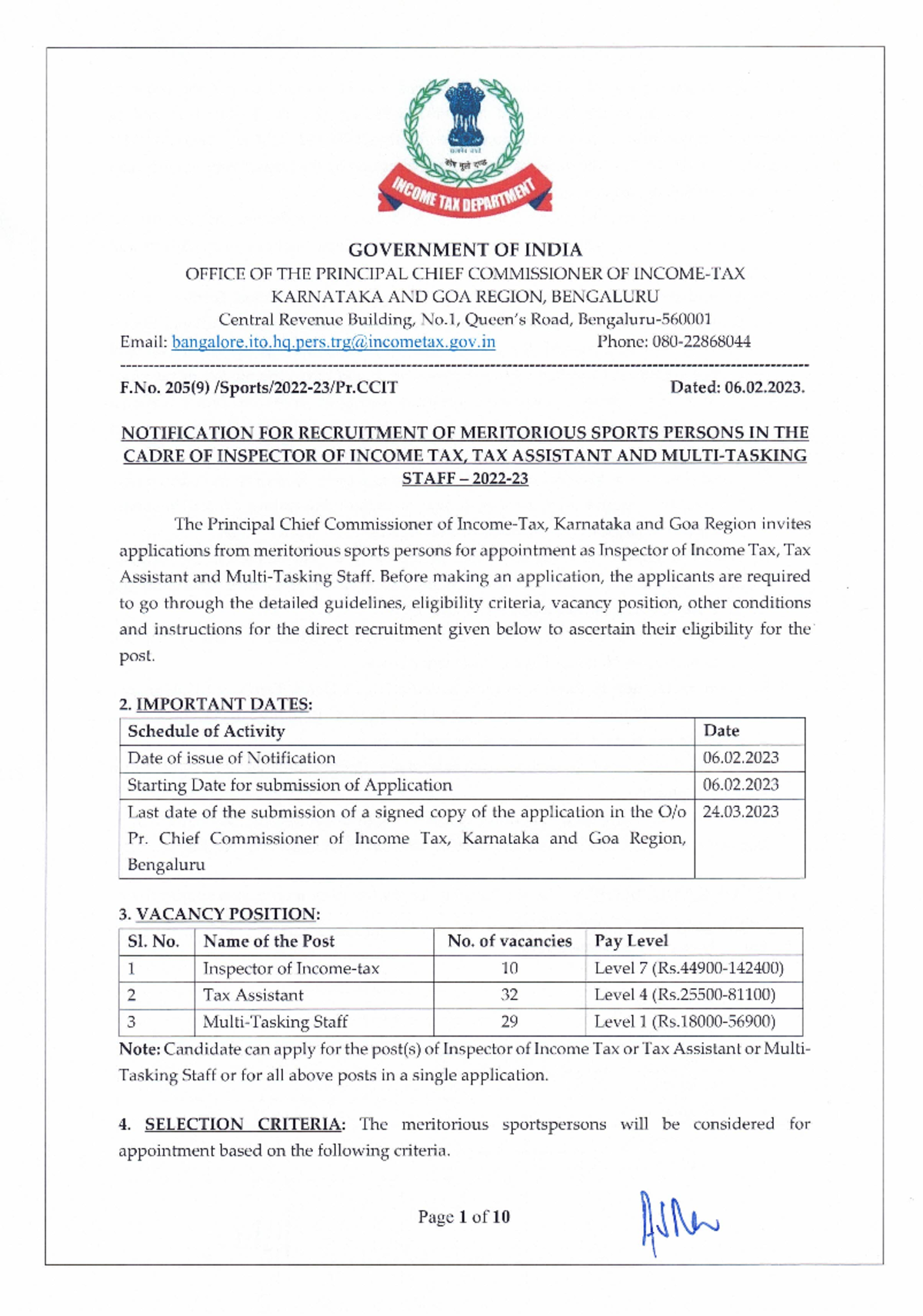 61 Inspector of Income Tax Tax Assistant Posts Advt Details Application ...
