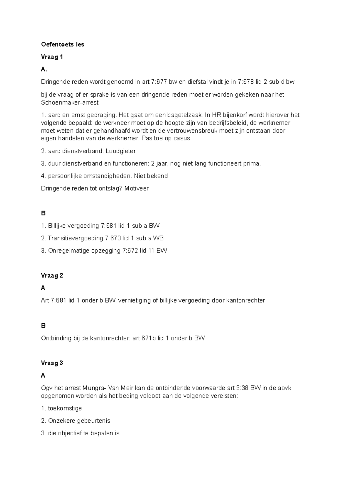 Oefentoets Les Week 7 - Oefentoets Les Vraag 1 A. Dringende Reden Wordt ...