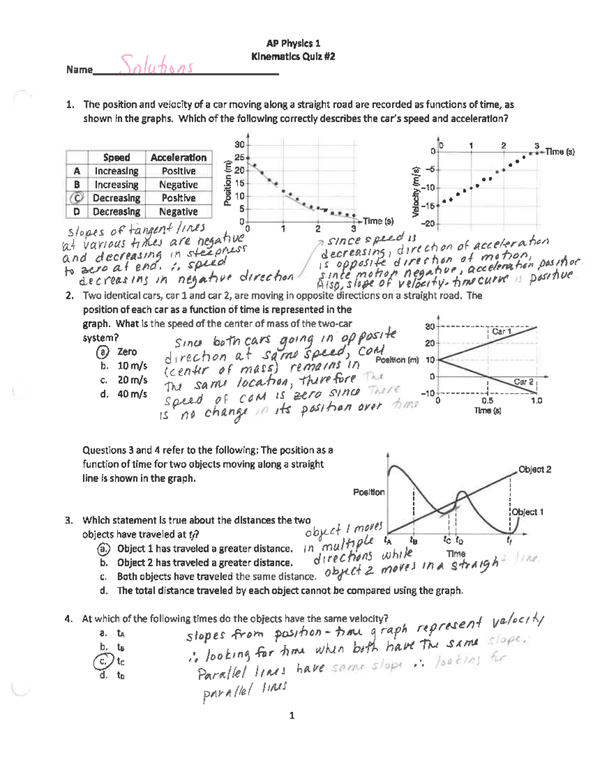 Kinematics Quiz 2 - PHYS 121 - Studocu