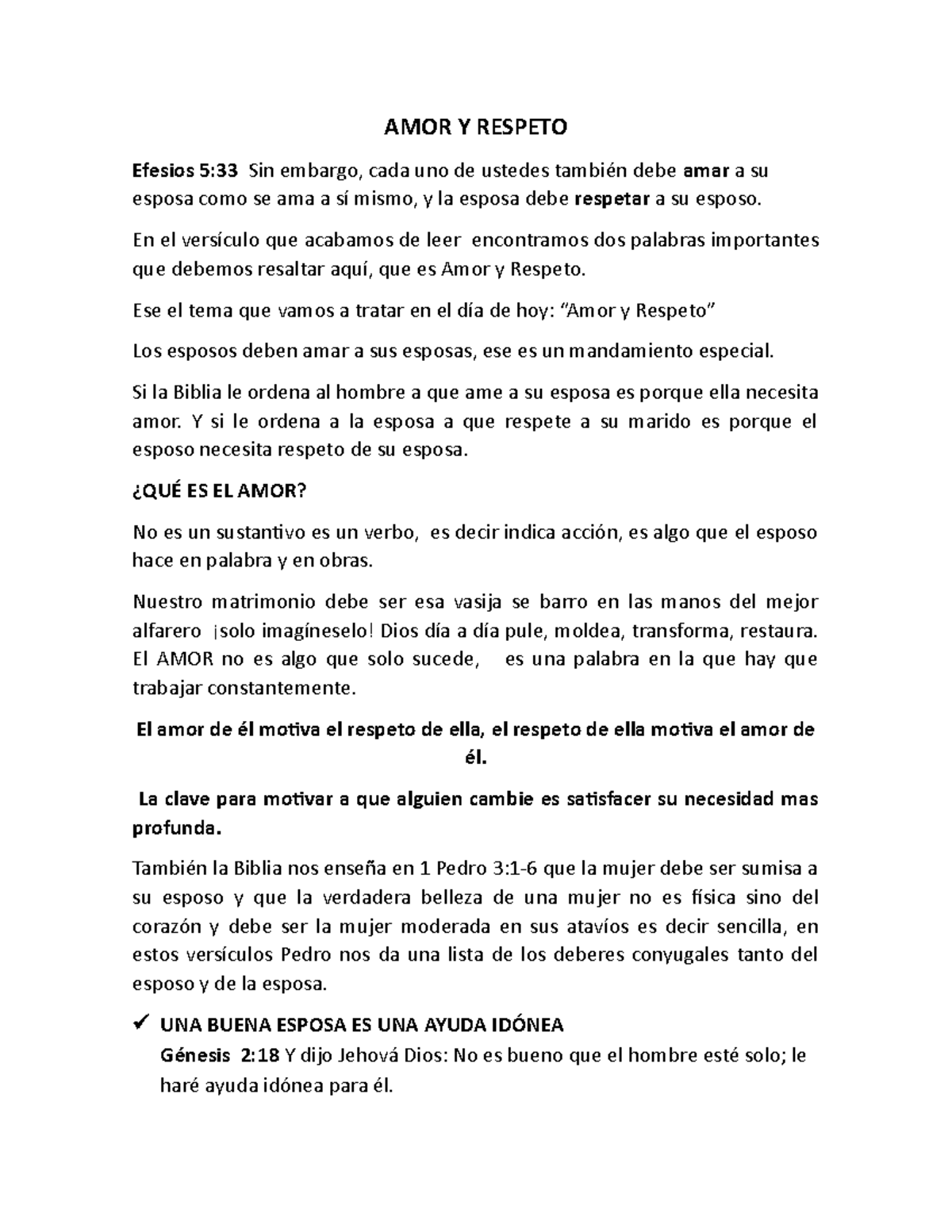 AMOR Y RESPETO EN EL MATRIMONIO - AMOR Y RESPETO Efesios 5:33 Sin ...