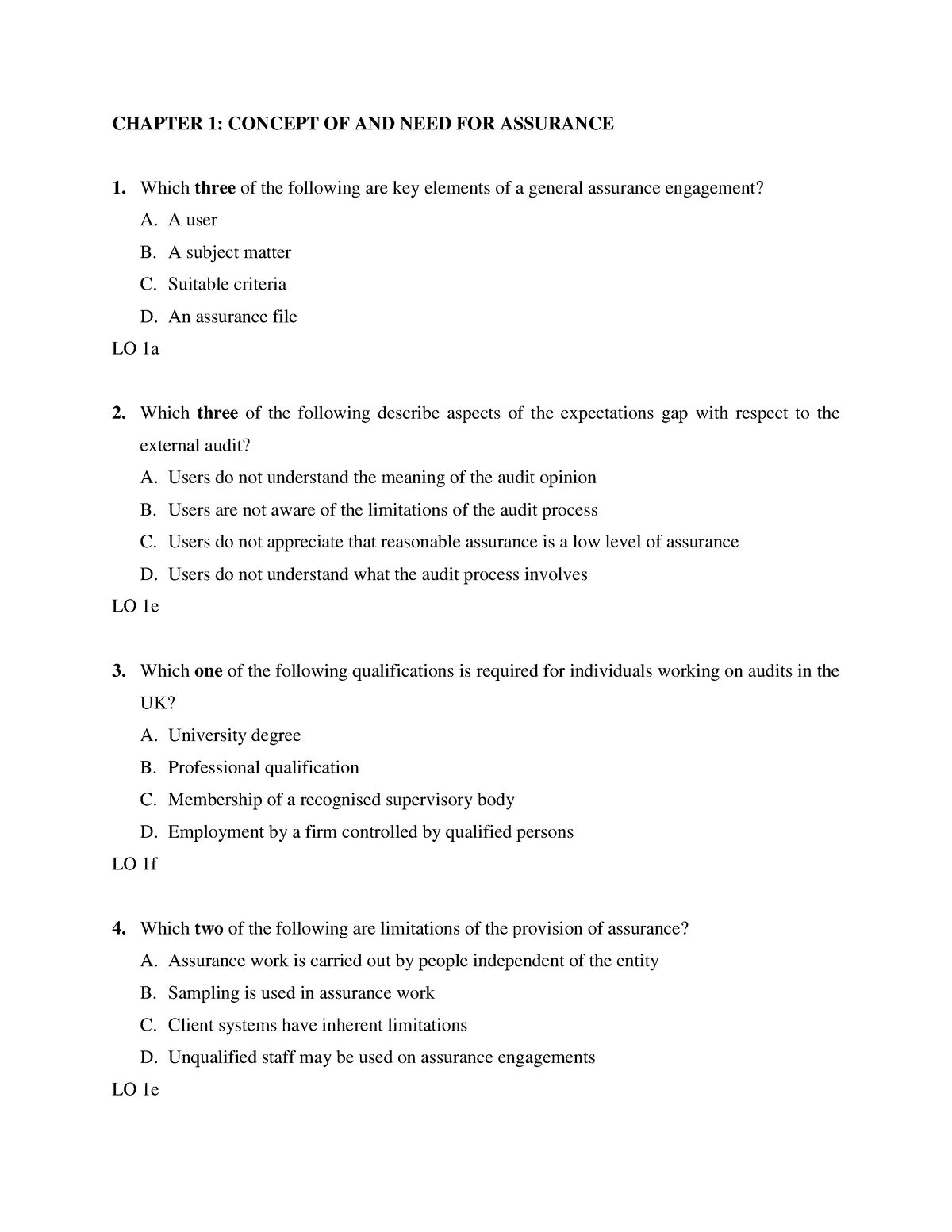 Chapter 1 - Question Bank - CHAPTER 1: CONCEPT OF AND NEED FOR ...