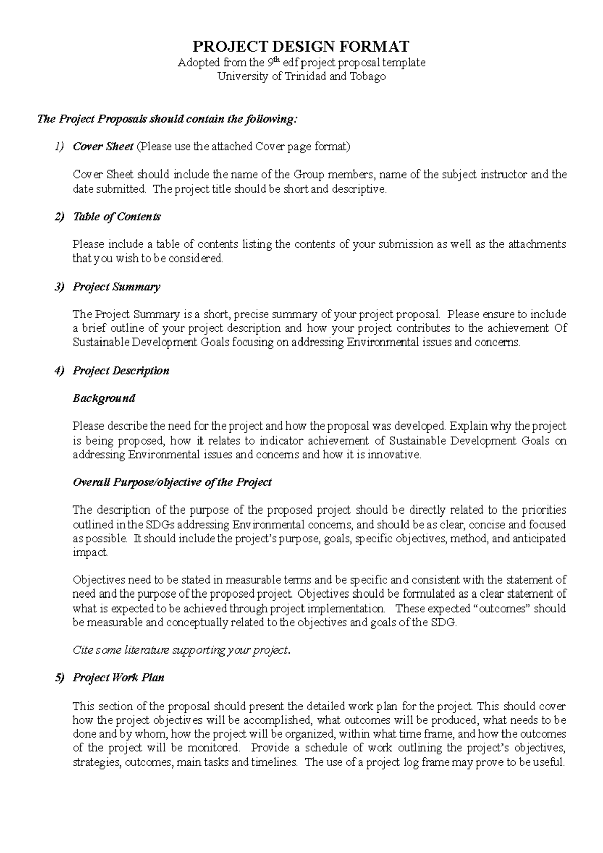 Project Design Format 1 1 - PROJECT DESIGN FORMAT Adopted from the 9 th ...