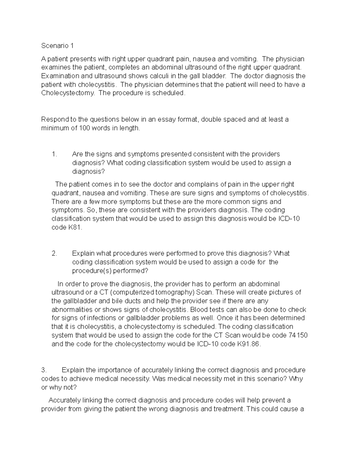 Case Scenario - Terminology assignment - Scenario 1 A patient presents ...