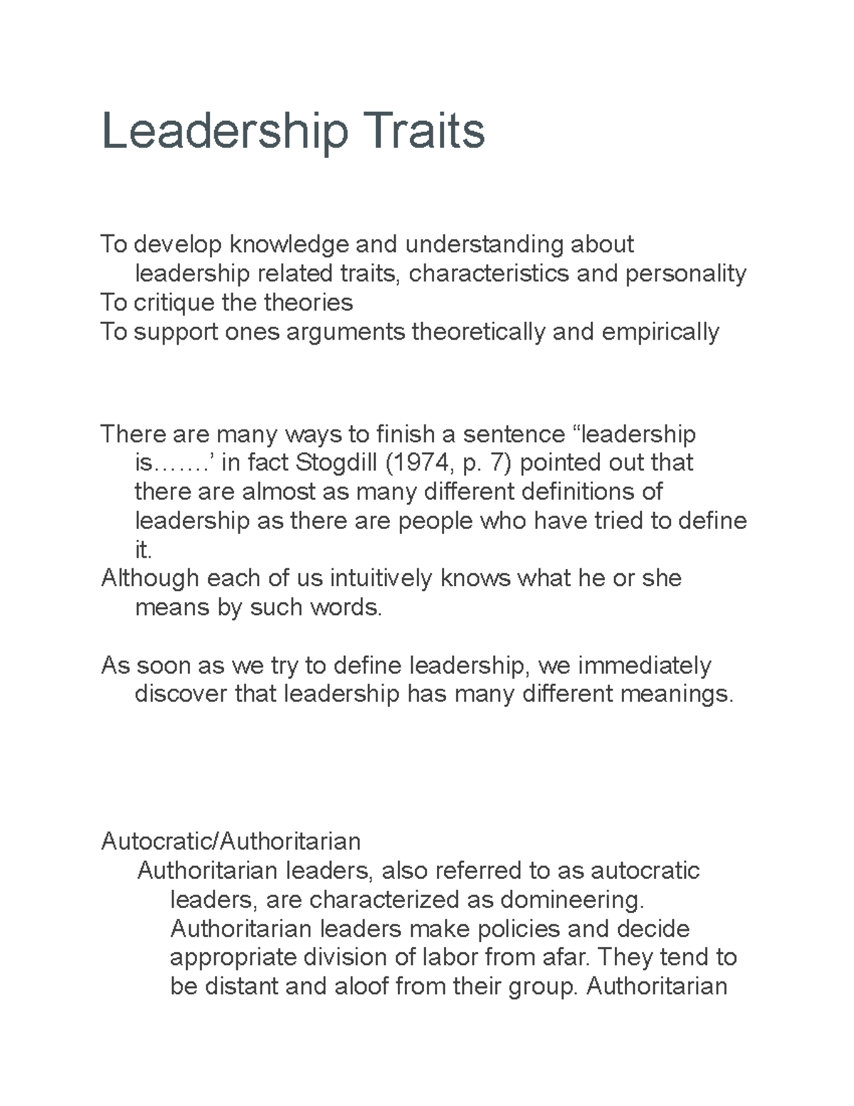 Leadership Traits Behaviours - Leadership Traits Introduction To ...