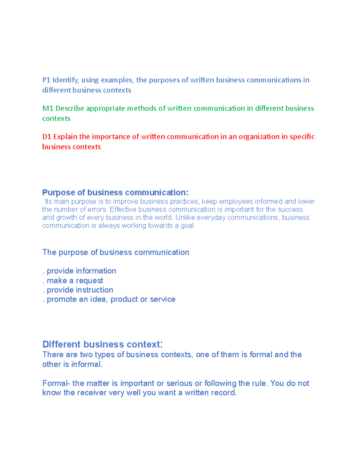 Unit 8 - P1 , M1, D1[138429 ] - P1 Identify, using examples, the ...