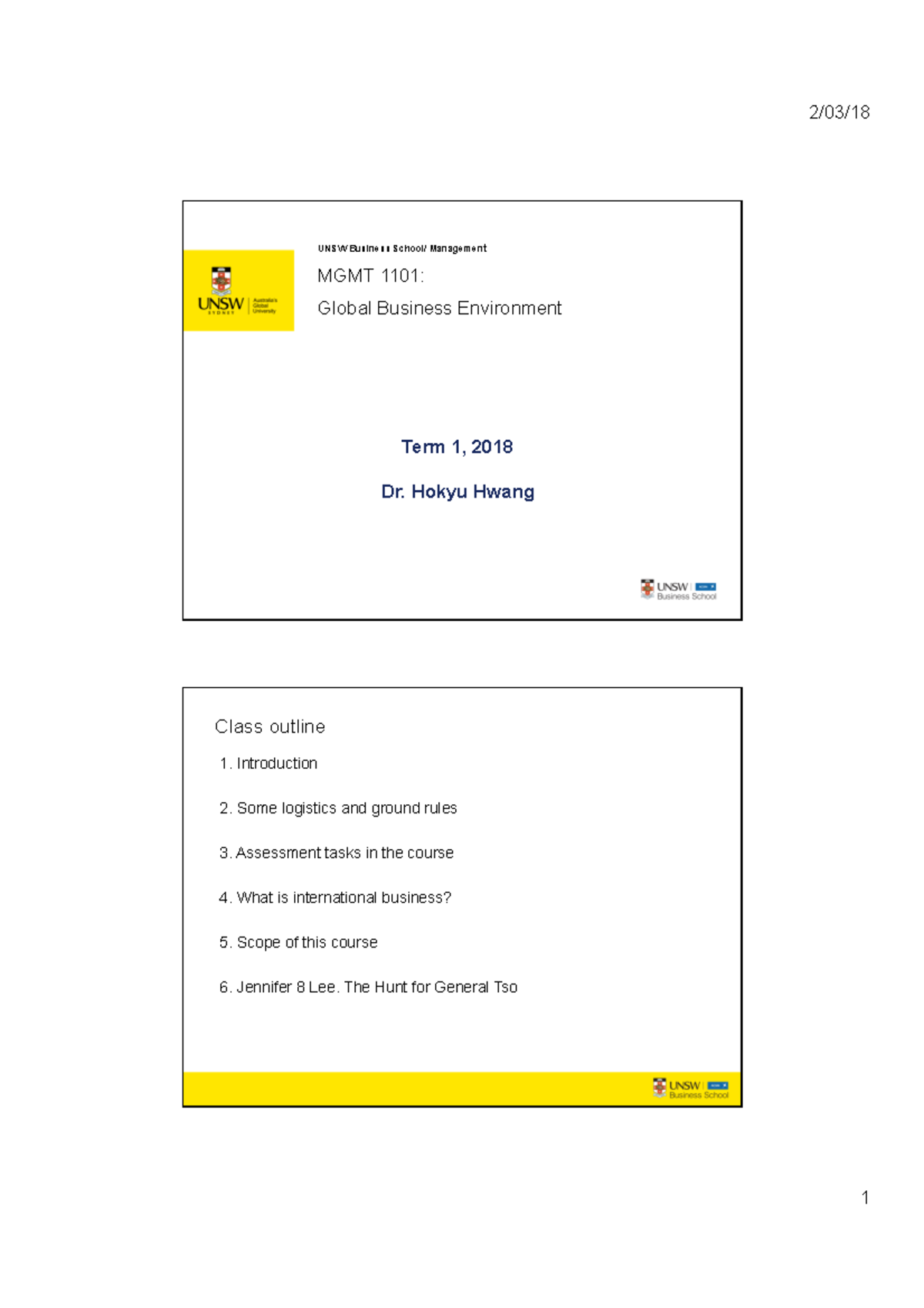 MGMT1101 2018 S1 Week 2 lecture - 2/03/18 UNSW Business School ...