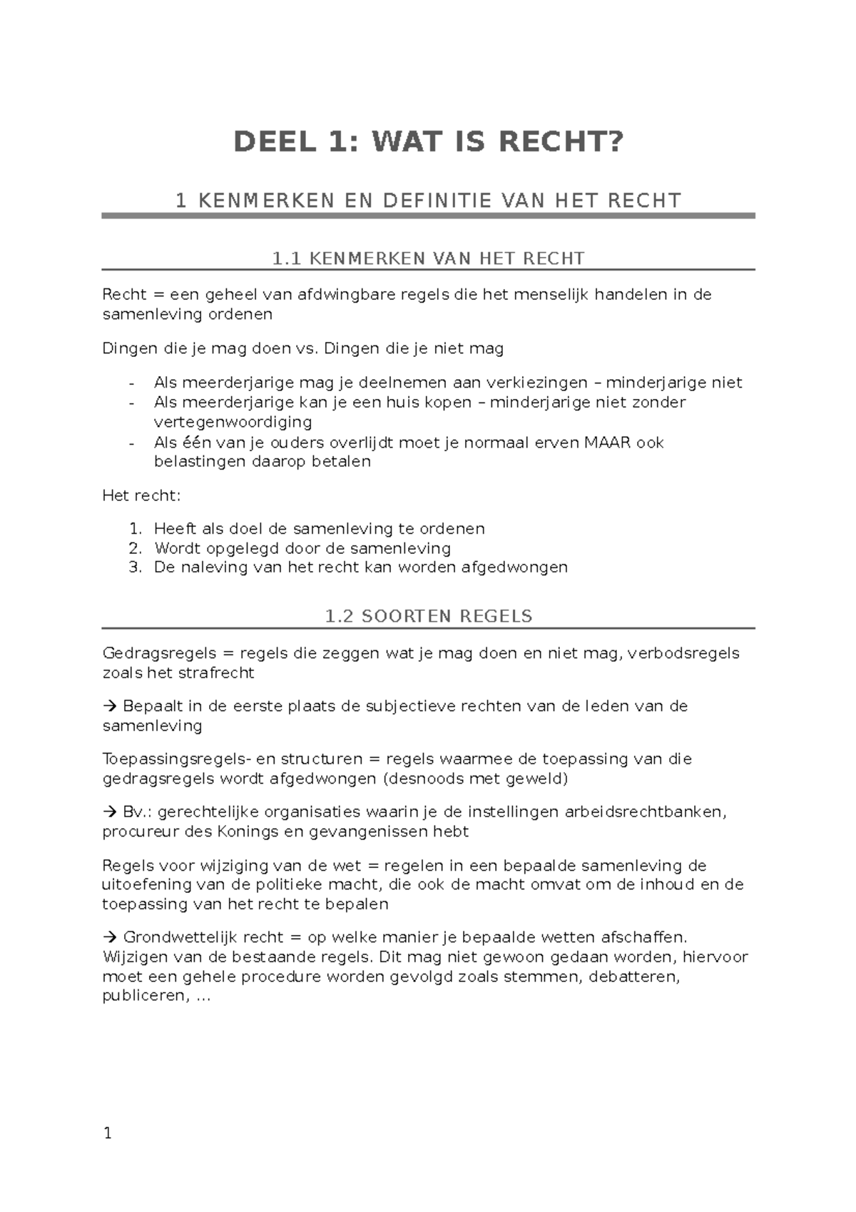 Inleiding Van Het Recht- Samenvatting - DEEL 1: WAT IS RECHT? 1 ...