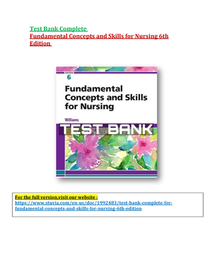 Fundamentals Of Nursing 10th Edition By Taylor Test Bank - Full Test ...