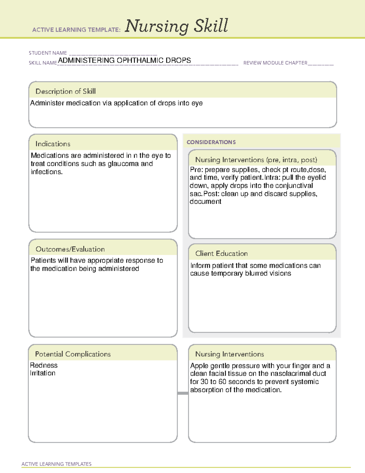 Eye drops - Med example with details - NUR 111 - ACTIVE LEARNING ...