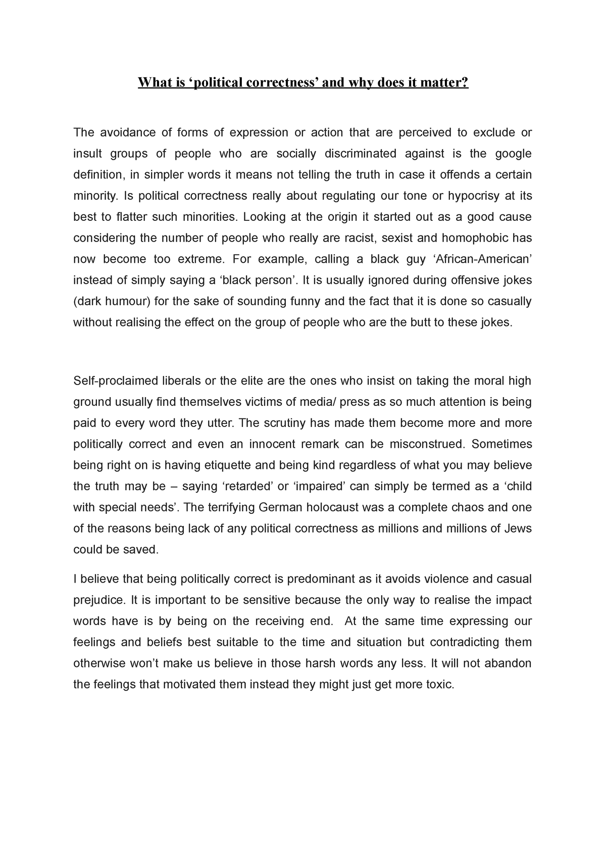 what is political correctness essay