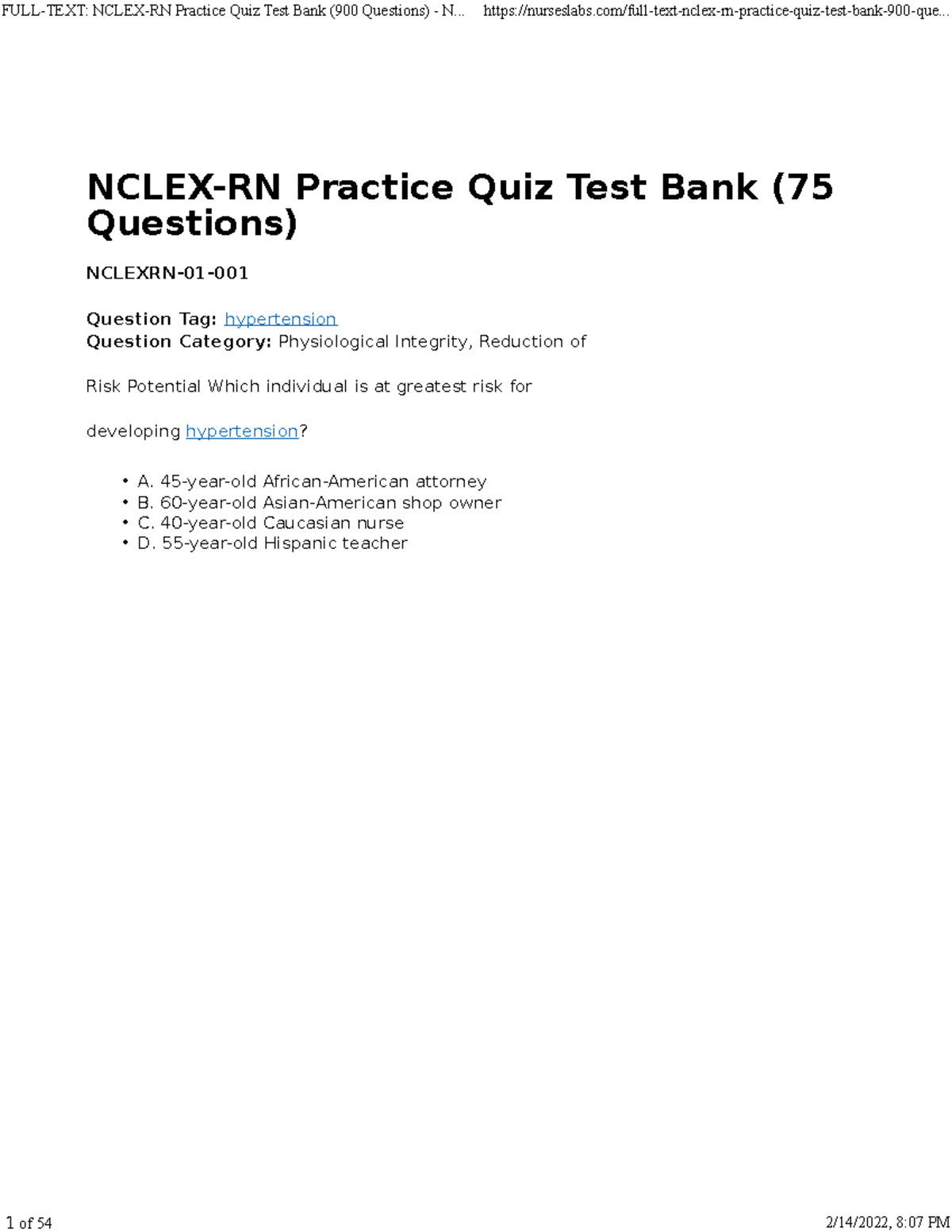 Emergency Nursing & Triage NCLEX Practice (40 Questions) - Nurseslabs