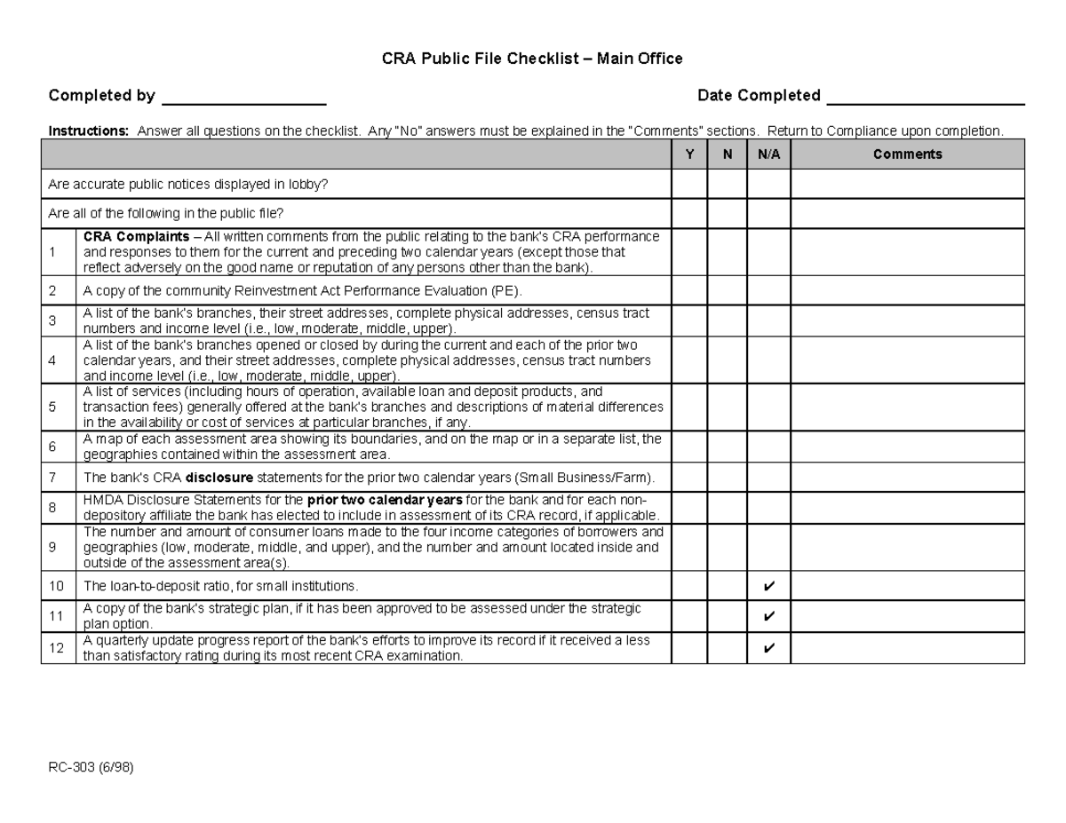 CRA Checklist CRAC hecklist CRAC hecklist CRAC hecklist - CRA Public ...