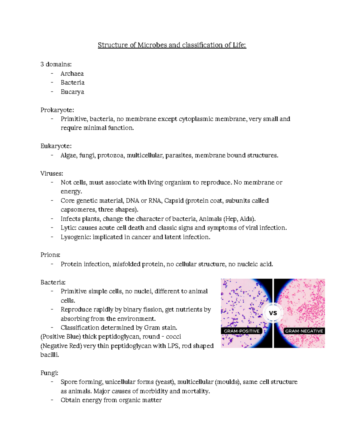 Untitled document - Lecture notes 1 - Structure of Microbes and ...