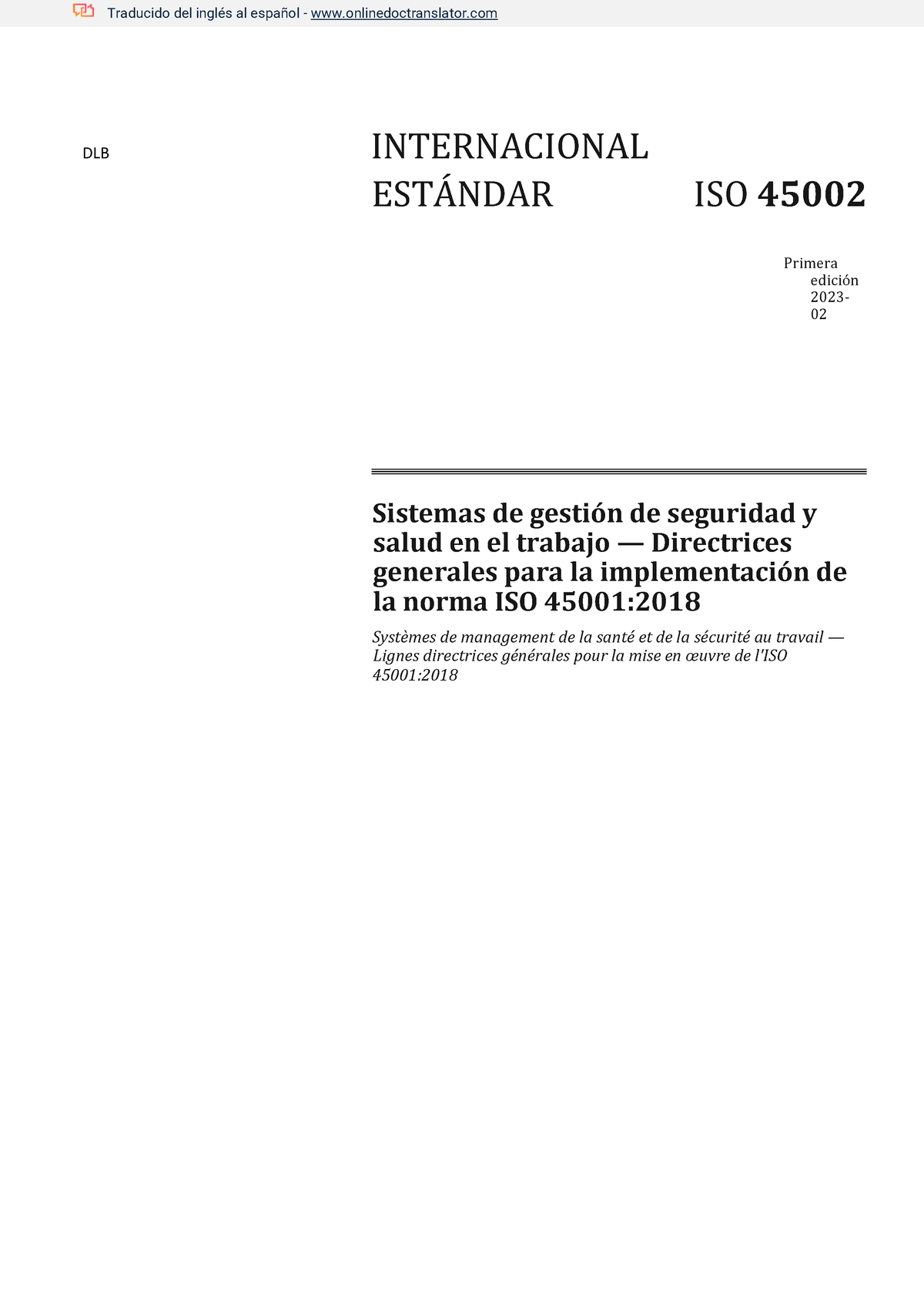 ISO-45002-2023 - DLB INTERNACIONAL ESTÁNDAR ISO 45002 Primera edición ...