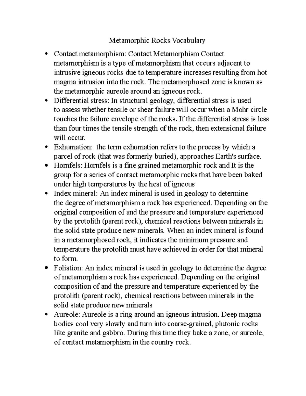 Metamorphic Rocks Vocabulary - The metamorphosed zone is known as the ...