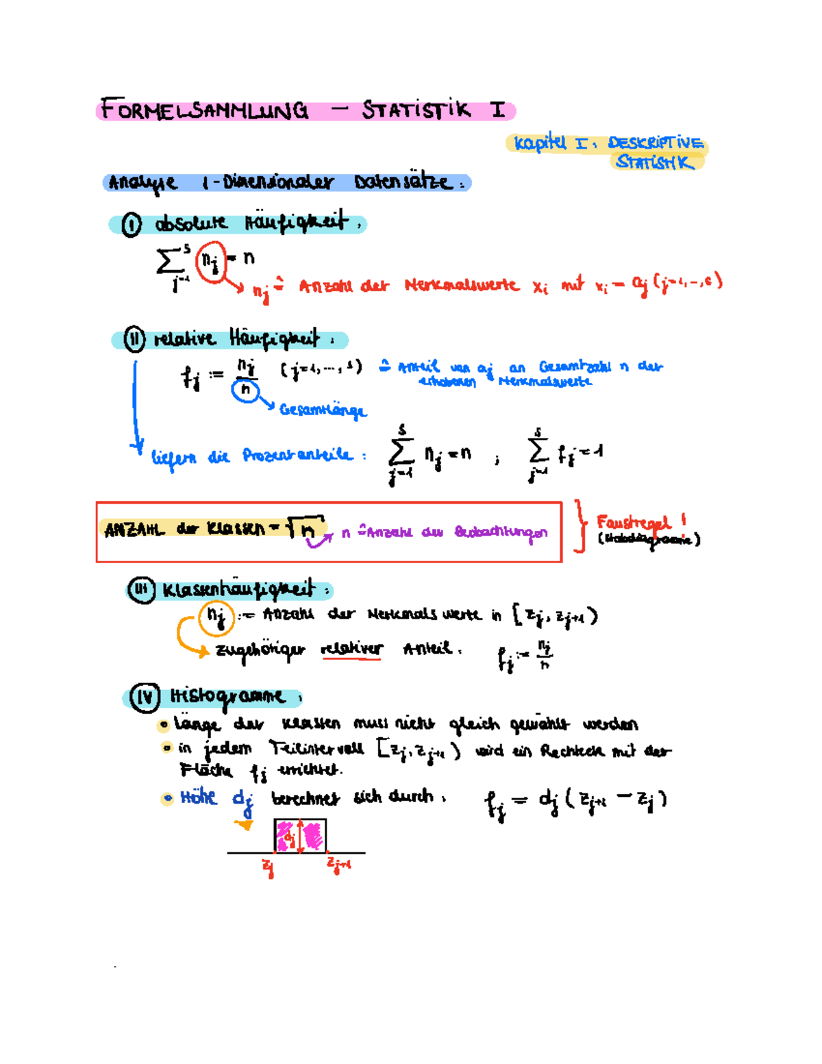 Formelsammlung Statistik I - Kap. 1 Deskriptive Statistik Deskriptive ...