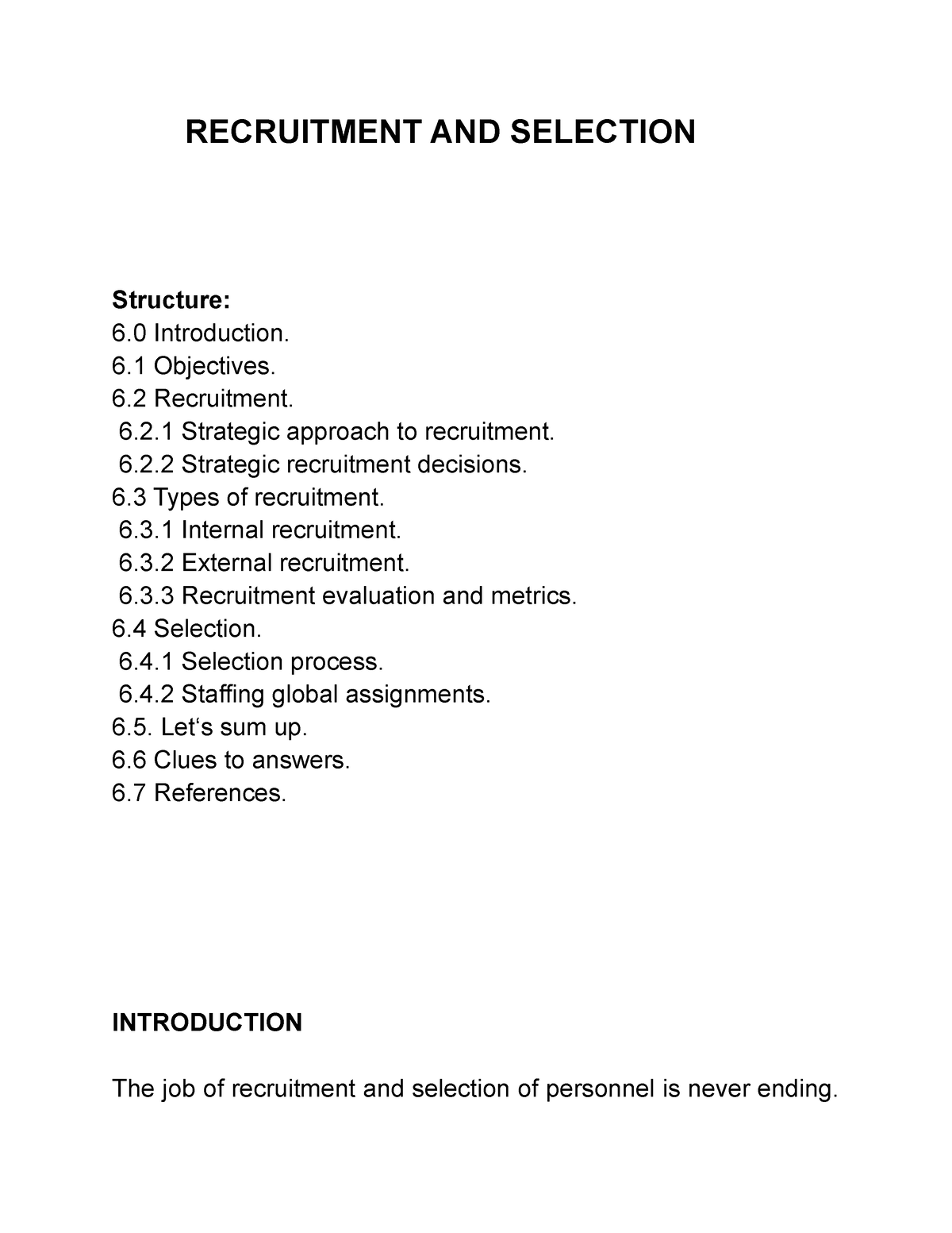 case study related to recruitment and selection