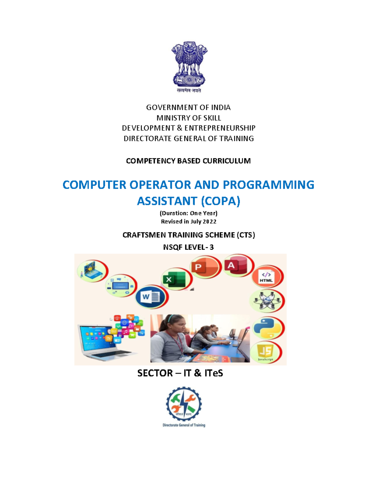 COPA CTS2 - ####### GOVERNMENT OF INDIA ####### MINISTRY OF SKILL ...