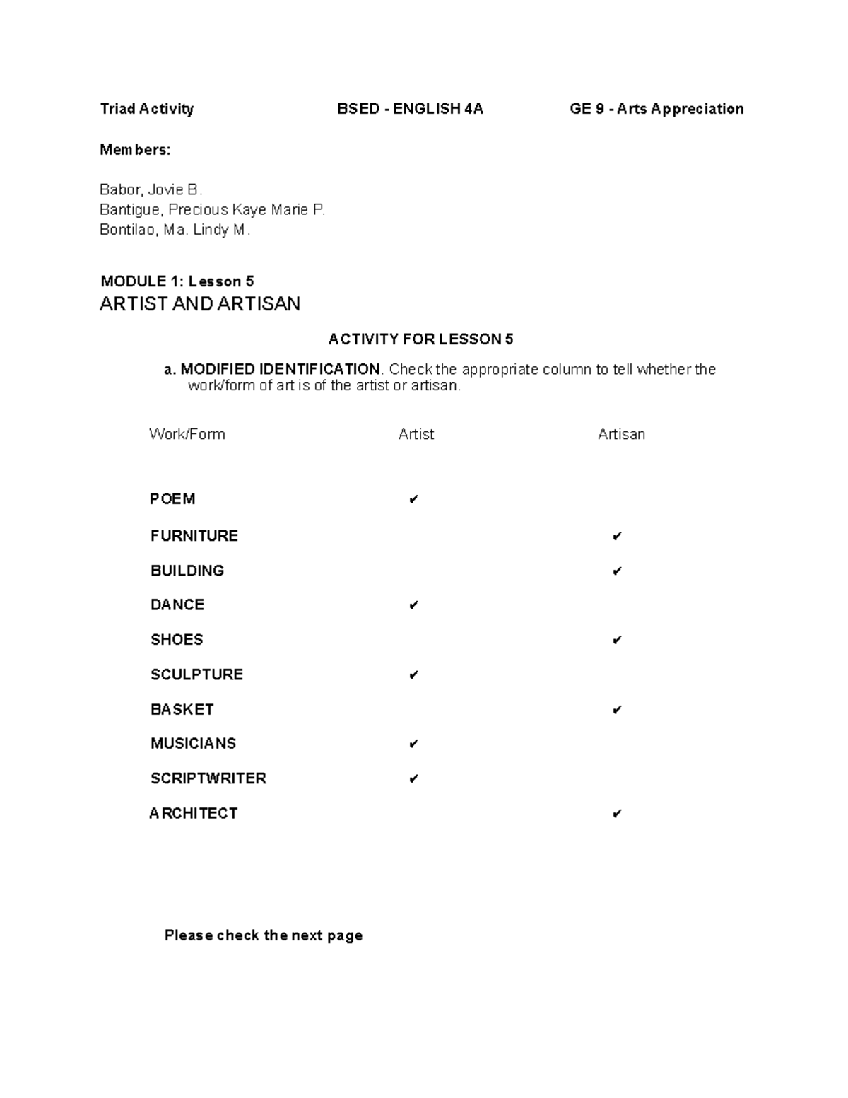 Triad Activity Babor Bantigue Bontilao M1 L5 Activity - Triad Activity ...