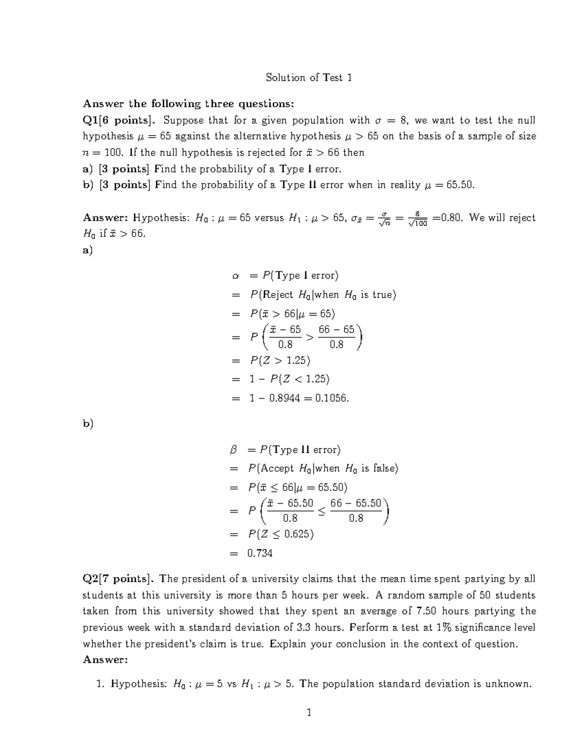 Test1-SOL - Test1-SOL - Solution of Test 1 Answer the following three ...