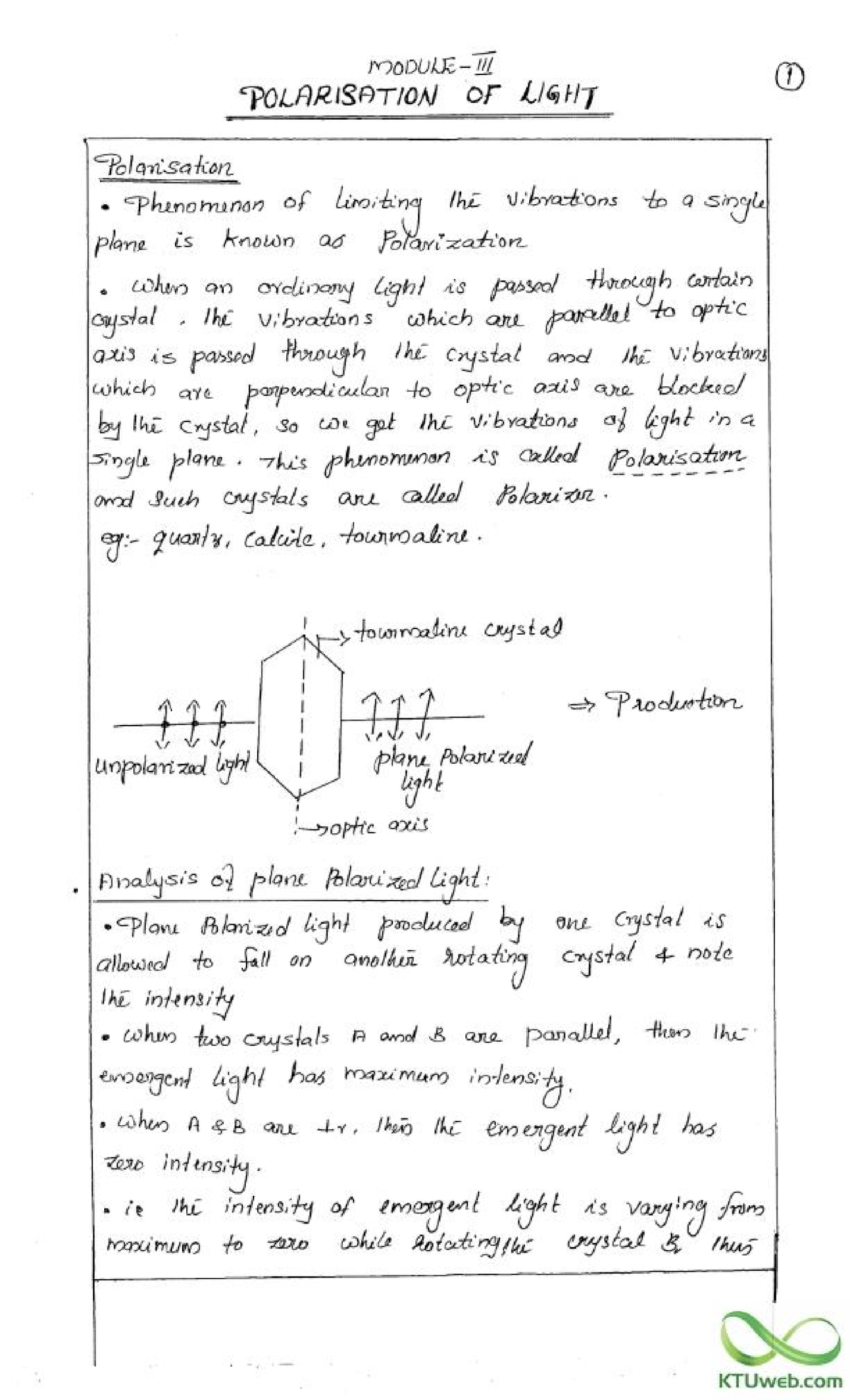 Engineering Physics- Module 3 - Polarization Of Light - Studocu