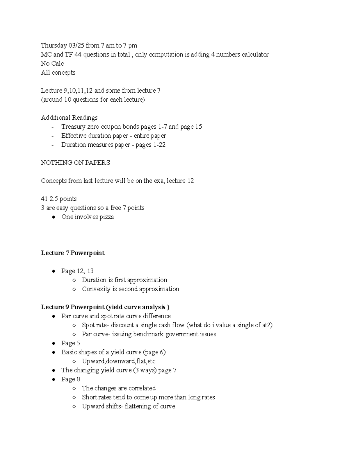 Review Session from Class Exam 2 - Thursday 03/25 from 7 am to 7 pm MC ...