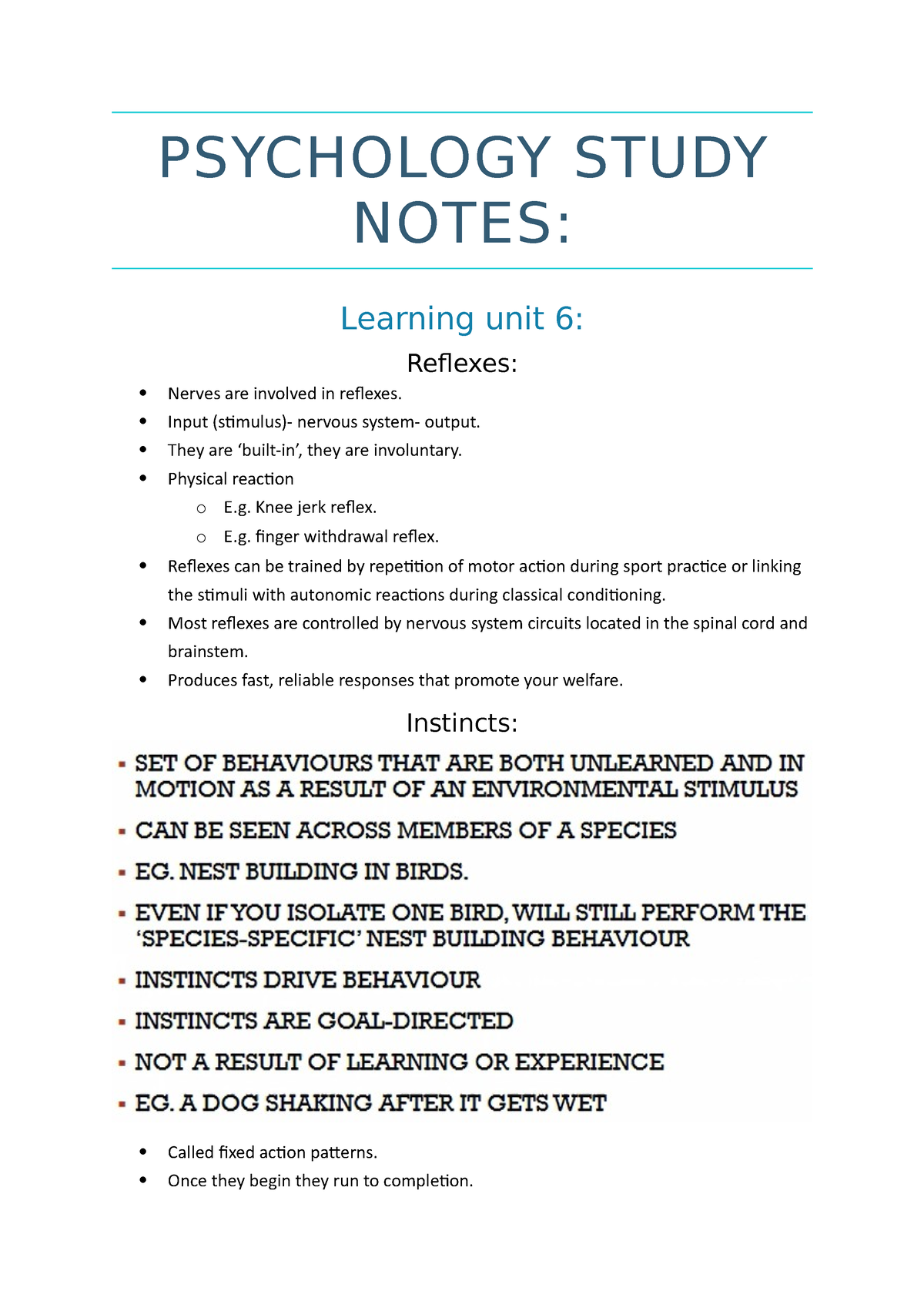 Psychology Study Notes Unit 6 - PSYCHOLOGY STUDY NOTES: Learning Unit 6 ...