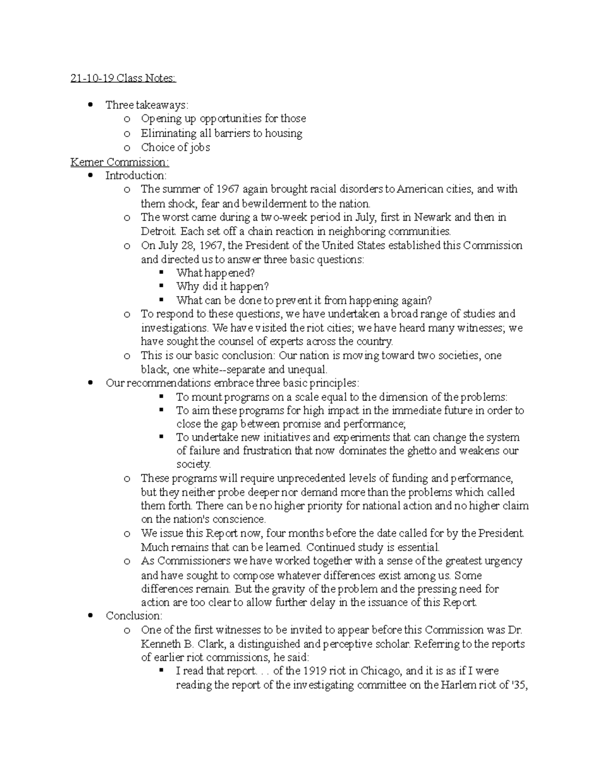 21-10-19 Class Notes - Professor Douglas Ryan - 21-10-19 Class Notes ...