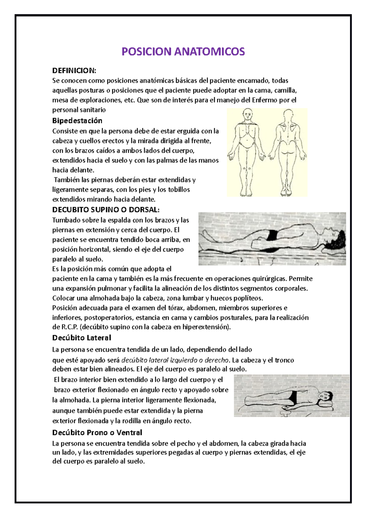 Posicion Anatomicos - POSICION ANATOMICOS DEFINICION: Se conocen como ...