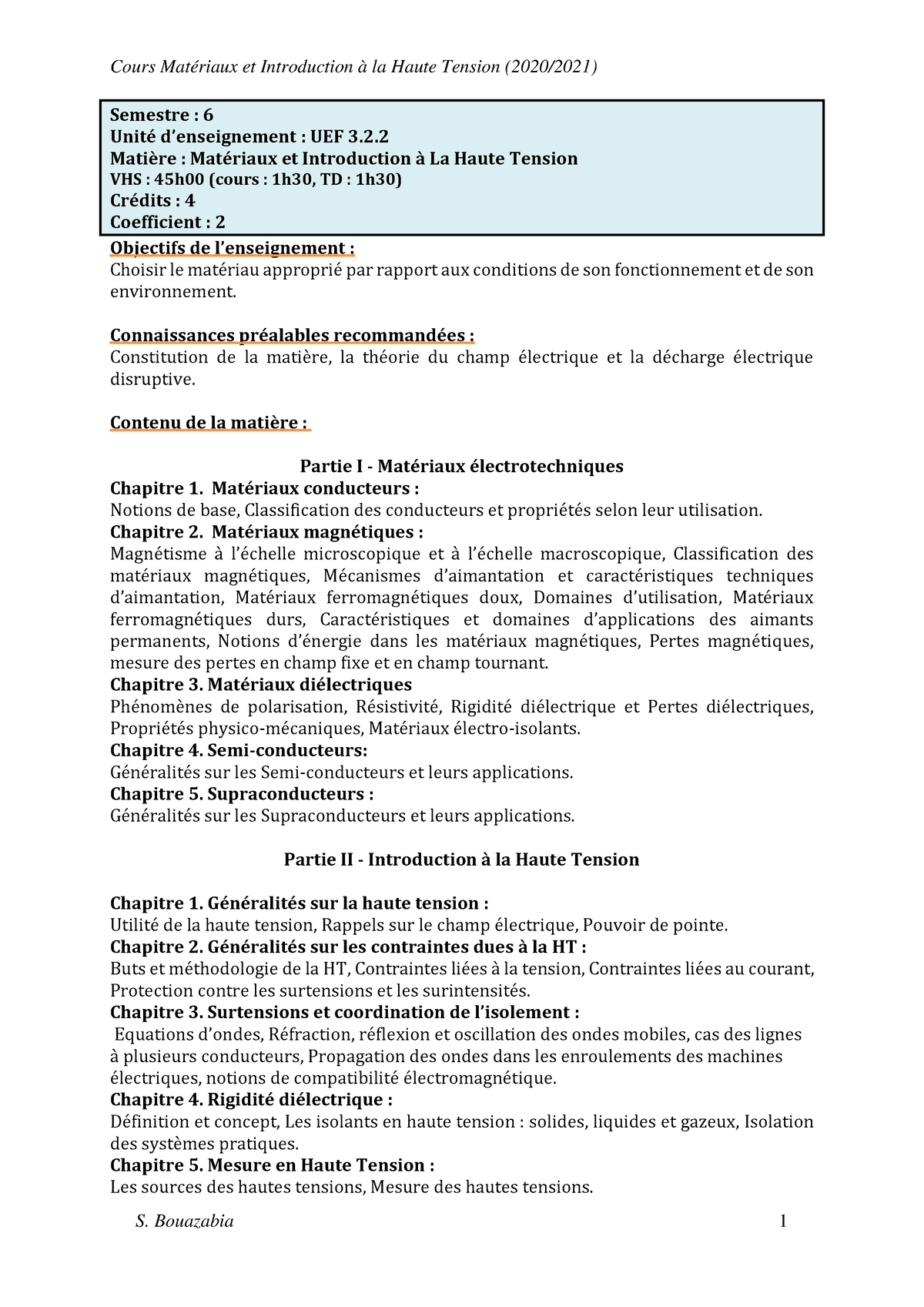 Cours Mat Riaux-HT2021 - Semestre : 6 Unité D’enseignement : UEF 3 ...