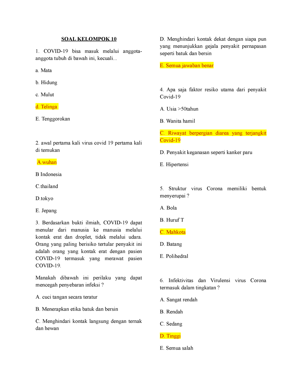 SOAL Surveilans Kelas B - SOAL KELOMPOK 10 COVID-19 Bisa Masuk Melalui ...