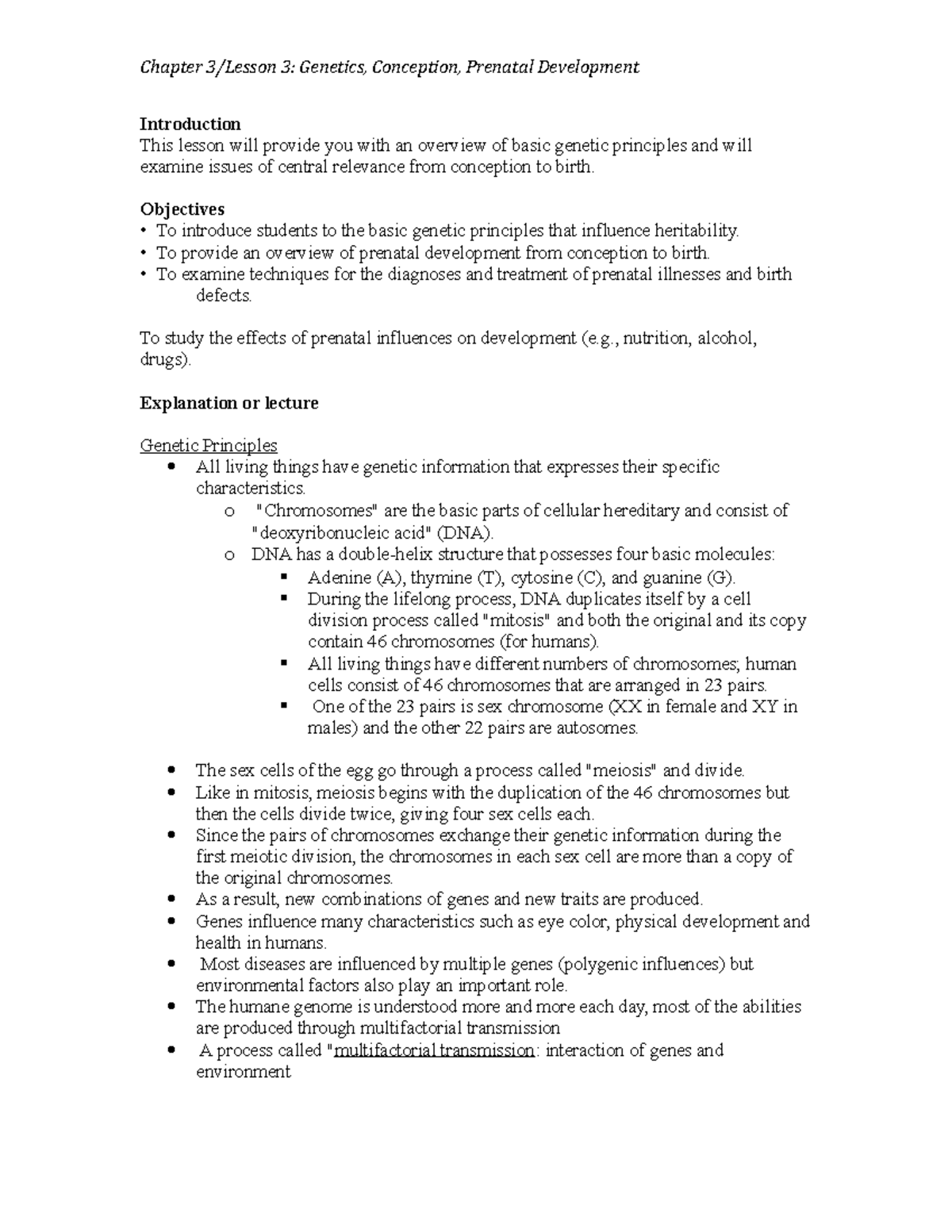 Summary Infancy: Development From Birth to Age 3 - Chapter 3/Lesson 3 ...